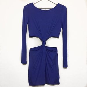 Asos Front Knot Cutout Blue Bodycon Dress Sz 10